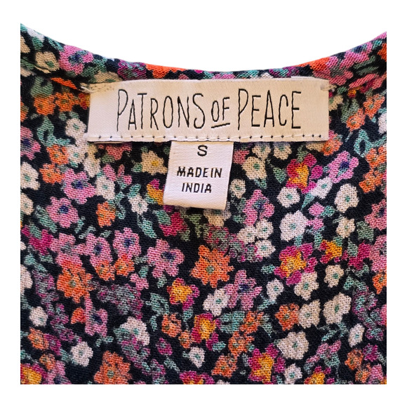 Patrons of Peace Womens Crop Top Size Small Floral Tie Back Bloomcore Festival - Picture 4 of 10